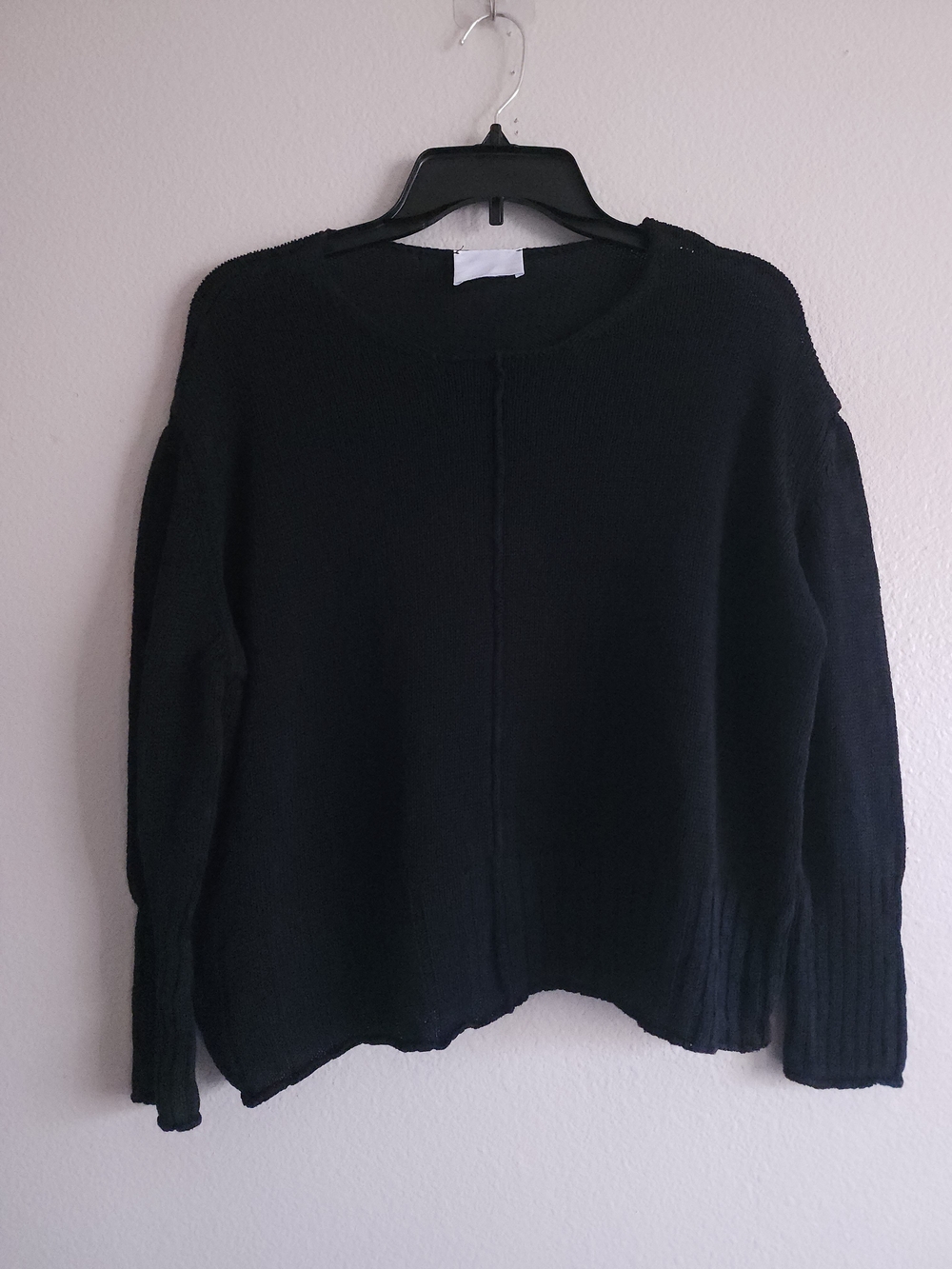MJ Watson Black 100% Linen Knit Oversized Pullover Sweater Made in Italy L